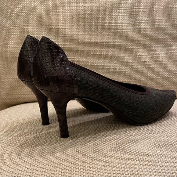 Donald J Pliner Dark Denim Open Toe W Snake Print Leather Heel / Womens Size 7N - Picture 7 of 11